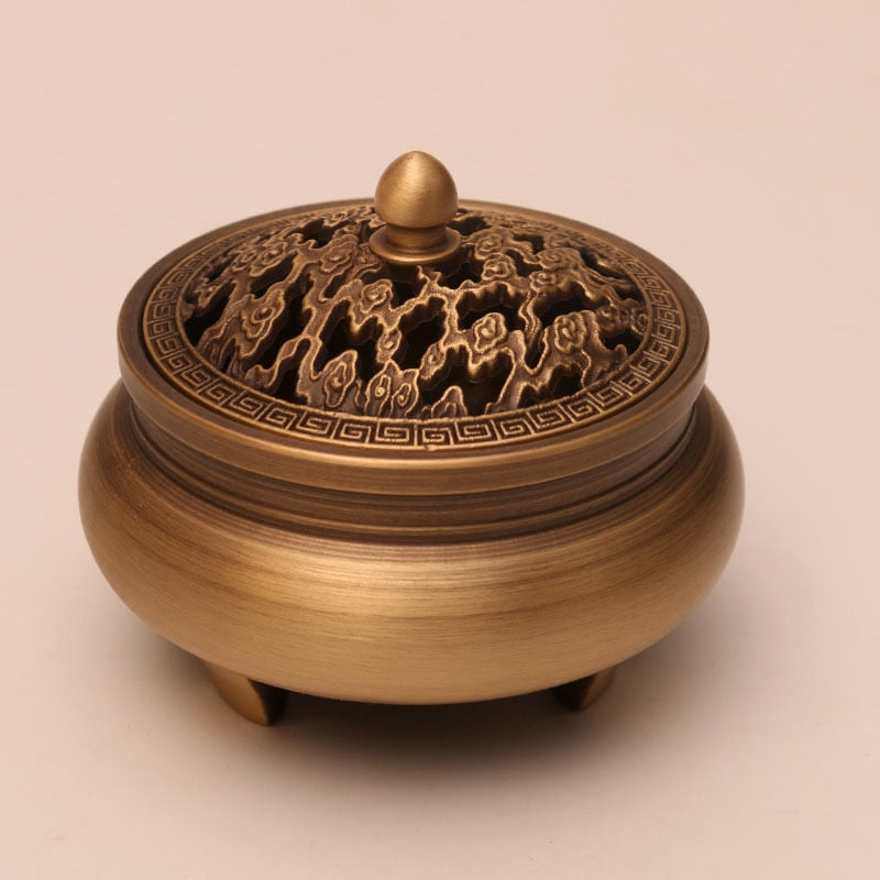 Quemador de incienso de tres patas de artesano de cobre, placa de estufa Zen Xuande, quemador de sándalo, quemador de incienso puro