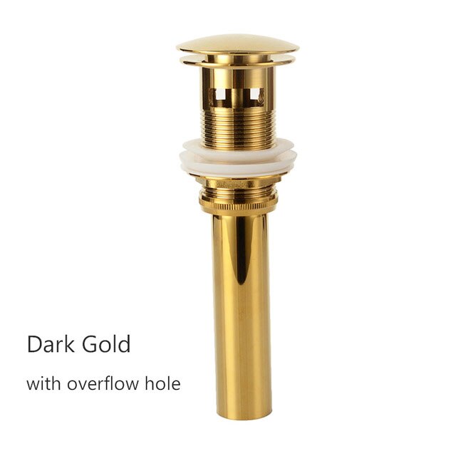 Brass Drain Black/White/Chrome Plated/Gold/Rose Gold/ORB Bathroom Basin Push Down Pop-Up Drain With/Without Overflow Hole Design