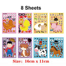 9pcs/set Stickers DIY Cute Stickers Children Puzzle Games Make-a-Face Princess Animal Dinosaur Assemble Toys for Girls Training