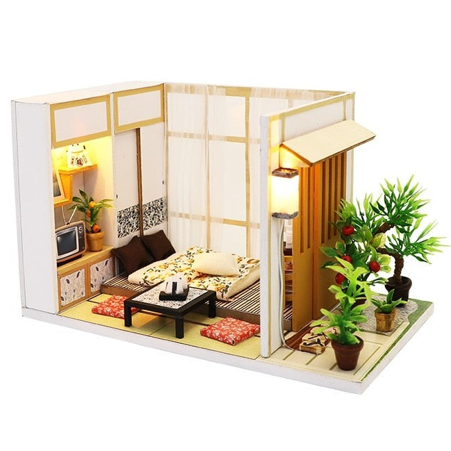 Doll House Furniture Diy Miniature 3D Wooden Miniaturas Dollhouse Toys for Children Birthday Gifts Casa Kitten Diary H013