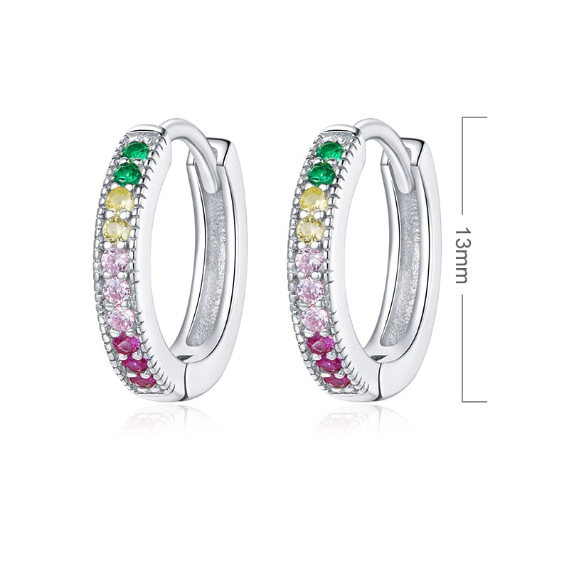 Pendientes de aro femeninos simples de plata de ley 925 CZ de bamoer, joyería para mujer, joyería de plata de ley PAS456