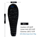 AEGISMAX 95% White Goose Down Mummy Camping Sleeping Bag Cold Winter Ultralight Baffle Design Camping Splicing FP800 G1-G5