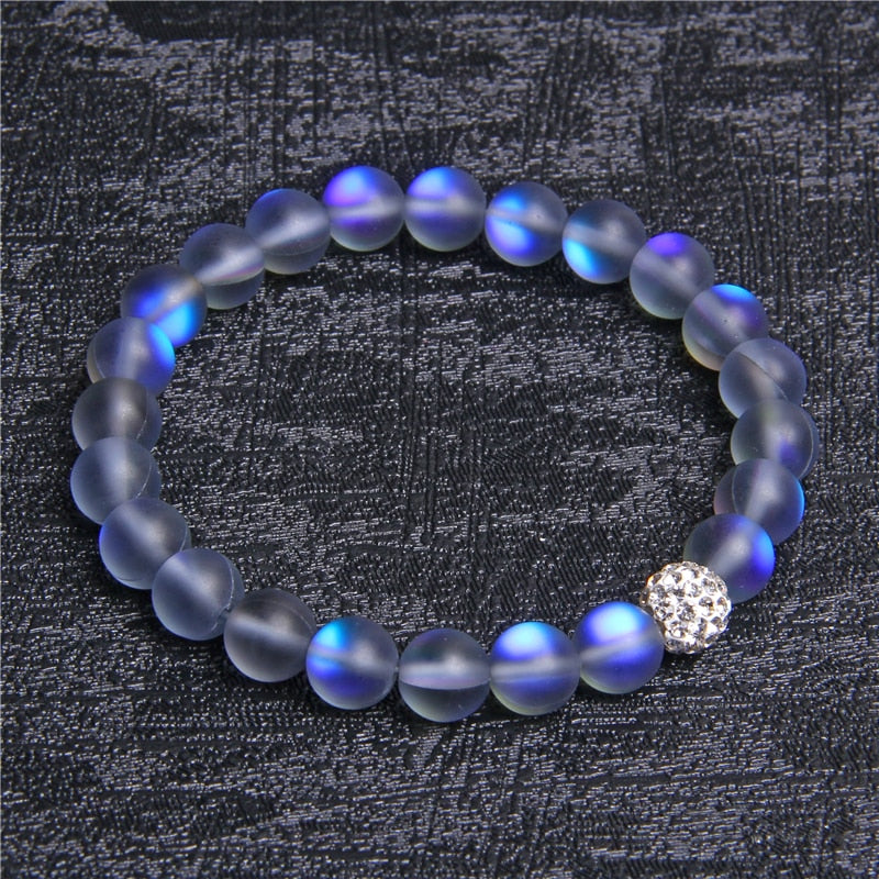 8mm Mondstein Stein Perlenarmband für Frauen Männer Chakra Yoga glänzender Stein Perlen Charm Armband handgemachtes Armband Schmuck