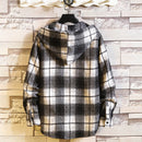 Casual Brand With Hooded Plaid Shirt Men'S Fleece Red Shirts Long Sleeves 2022 New Spring Autumn Plus OverSize M-6XL