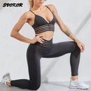 SVOKOR, conjunto de Yoga geométrico, traje deportivo transpirable para Fitness, Sujetador deportivo, mallas de gimnasio de cintura alta para mujer, pantalones de entrenamiento, ropa deportiva