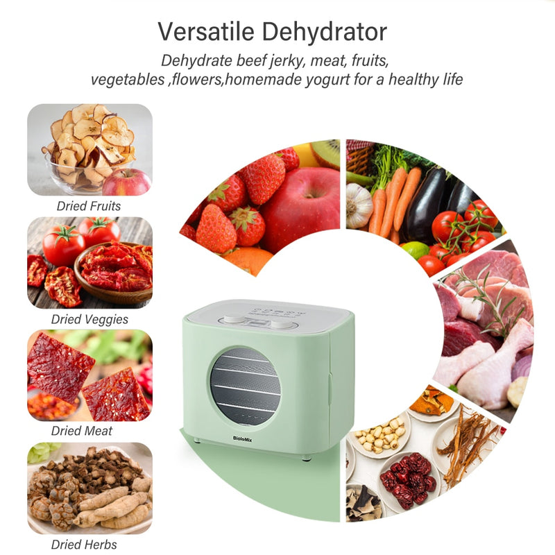 BioloMix 5 Metal Trays Food Dehydrator Fruits Dryer with Brewing Function Digital LED Display For Jerky, Herbs, Meat,Vegetable