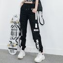 Women Elastic Waist Loose Streetwear Cargo Pants Female Fashion Ankle-length Jogging Trousers Ladies Plus Szie Casual Pants