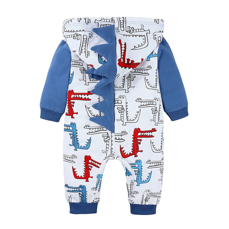 Netter 3D-Dinosaurier-Babyspielanzug-Herbst-lange Hülsen-neugeborenes Baby-Mädchen-Spielanzug-Spielanzug-Baby-Kleidung mit Kapuze nette Kleidung 0-2Y