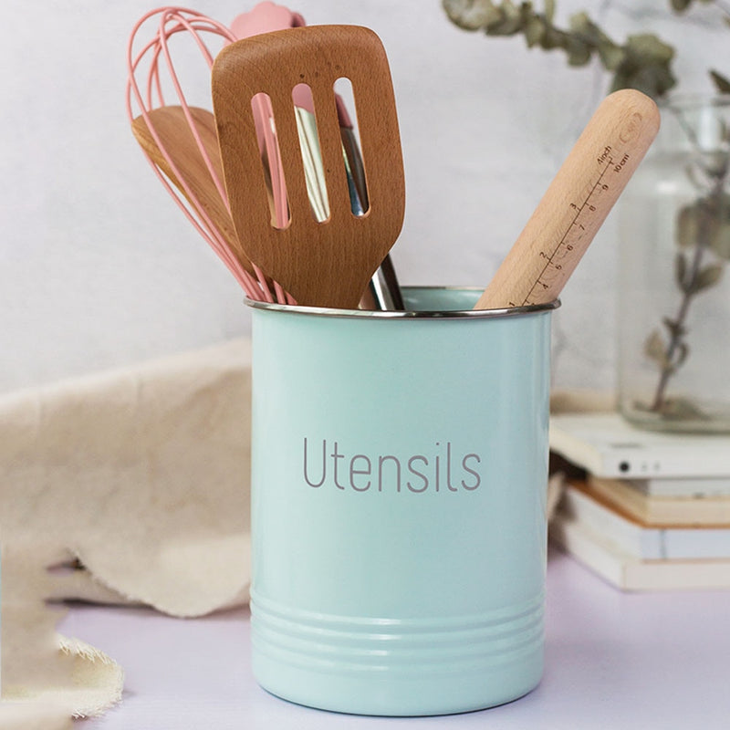 Round Utensil Storage Jar Kitchen Tableware Organizer Jars No Lid Cooking Tool Metal Box Scandinavia Cosmetic Brush Container