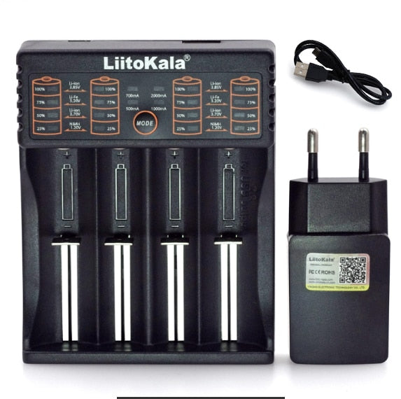 Liitokala Lii402 Lii202 Lii100 LiiS1 18650 Ladegerät 1,2 V 3,7 V 3,2 V AA/AAA 26650 NiMH Li-Ionen-Akku Smart Charger 5 V 2 A EU-Stecker