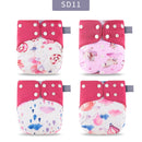 Elinfant Gray Mesh Cloth 4pcs Eco-friendly Diaper Washable Cloth Diaper Adjustable Baby Nappy Reusable pocket Diapers