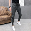 Fashion Korean Solid Joggers Men High Quality Spring Autumn Pants Men Slim Fit Drawstring Mens Casual Pants Black/Gray 36-28 Hot
