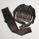 Conjunto de 2 piezas, conjuntos de Yoga sin costuras Geo para mujer, conjunto deportivo de manga larga, pantalones de Yoga de cintura alta para mujer, ropa de gimnasio