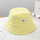 2020 New Smile Face Labeled Children Bucket Hats All Matched Simple Style Caps Kids Bob Hat Summer Fashion Sun Hat