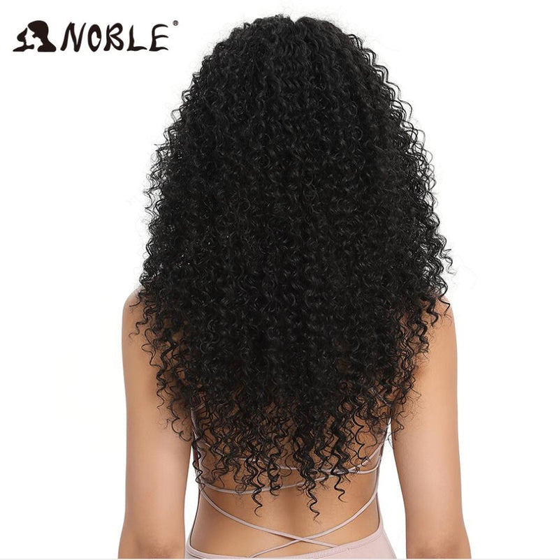 Noble Hair 26&quot;Inch Synthetic Lace Wig For Black Wig African American Long Kinky Curly Heat Resistant Fiber Wigs For Black Women