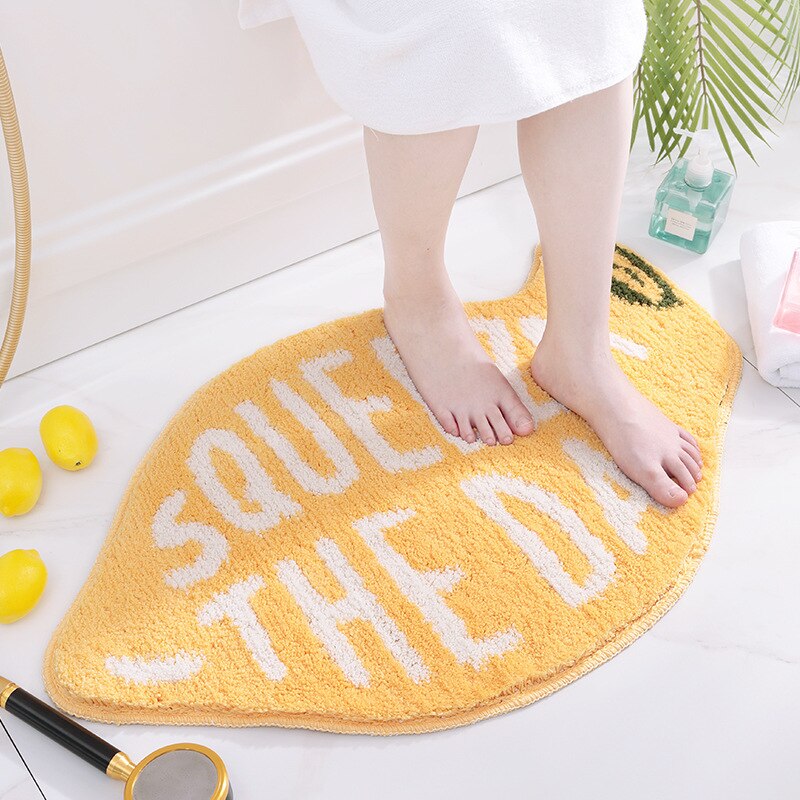 Flocking Fruit Peach Lemon Shape Home Entrance Mat Bedroom Bathroom Door Non-slip Foot Pad