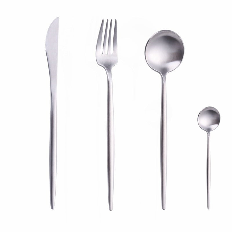 4Pcs Stainless Steel Green Gold Cutlery Dinnerware Set Chopsticks Butter Knife Dessert Spoon Dinner Fork Tea Spoon Tableware Set