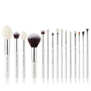 Jessup Professional Makeup Brushes Set 15pcs Make up Brush Natural-synthetic Foundation Powder Detail Eye Brush Pearl White T222