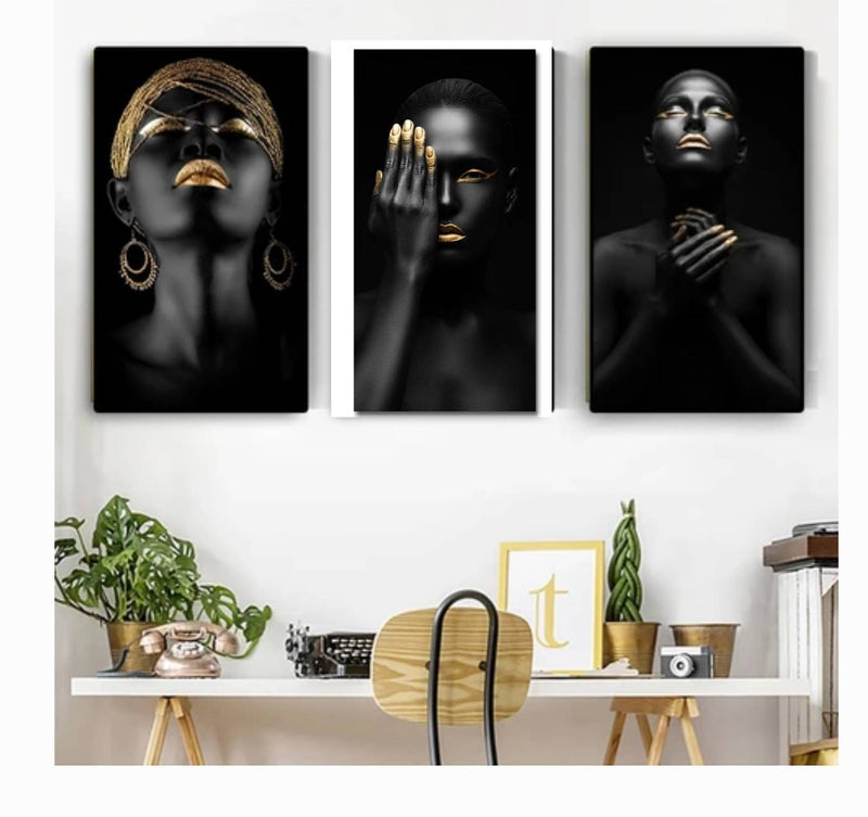 African Woman Posters and Prints Wall Art Black Hands Holding Silver Jewelry Canvas Painting Wall Pictures For Living Room Decor