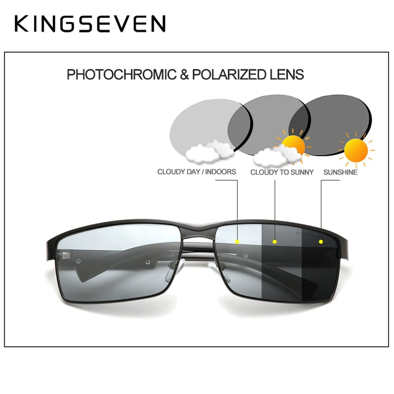 KINGSEVEN, gafas de sol fotocromáticas a la moda para hombres y mujeres, gafas de sol polarizadas camaleón para piloto, gafas de sol antideslumbrantes para conducir, UV400