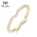 Kuololit 10K Yellow Gold 100% Natural Moissanite Gemstone Rings for Women Handmade Eternity Band Rings Engagement Fine Jewelry