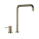 Kitchen Mixer Tap Brush Gold Sdolid Brass Single Handle 360 Degree Swivel Spout Brushed Gold 2 Hole Deck Mounted Sink Faucet