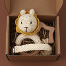 Baby-Silikon-Beißring aus Holz, Rassel, Spielzeug, doppelseitig, Baumwolle, Lätzchen, Schlafpuppen, beruhigen, beschwichtigen, Handtuch, Neugeborene, Krankenschwester-Zubehör