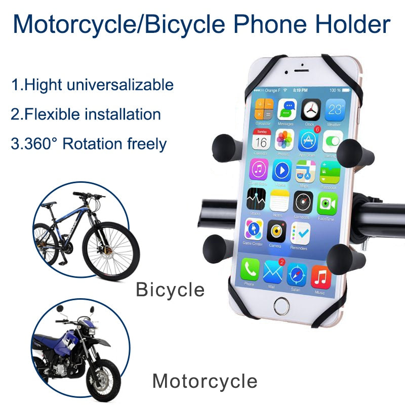 Univerola Bike Phone Mount para motocicleta y manillar de bicicleta X-Clip Stand Soporte de montaje GPS, ajustable, apto para iPhone 11/11 Pro