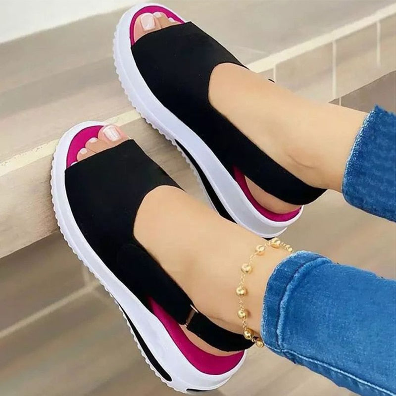 Sandalias de Mujer 2022, Sandalias de tacón, zapatos de verano Peep Top, Sandalias de plataforma para Mujer, zapatos de cuña suave, Sandalias, calzado informal para Mujer