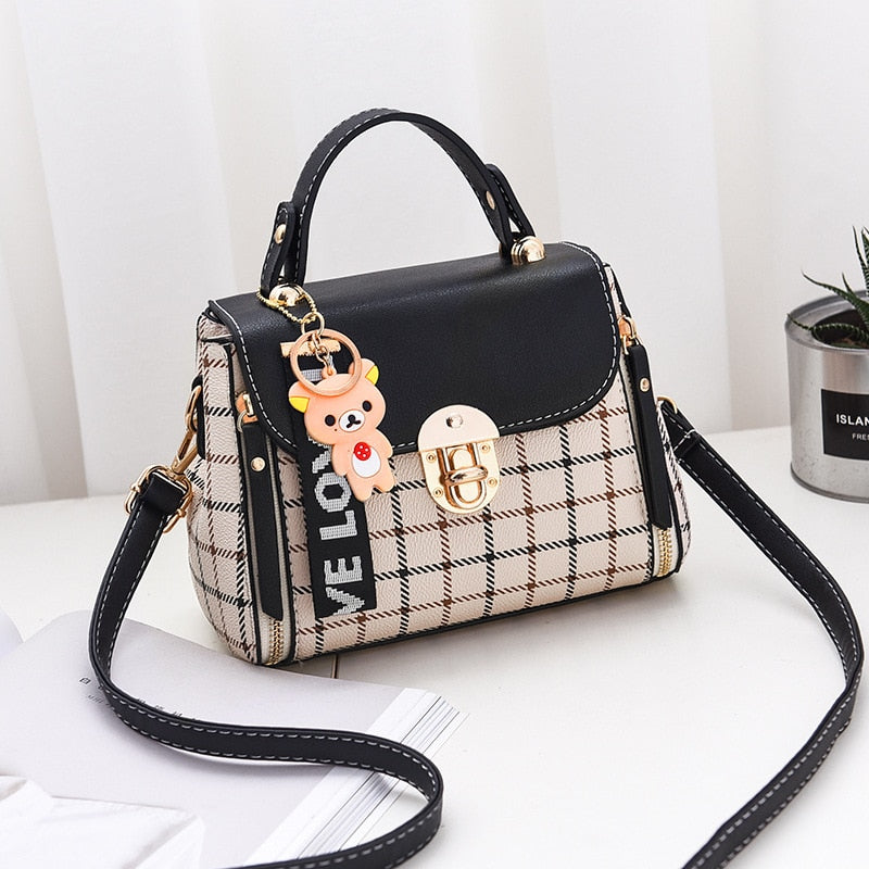 OkoLive SB0046 Korean New Fashion Women School Cute Litter Bear PU Leather Waterproof Handbag Simple Women&