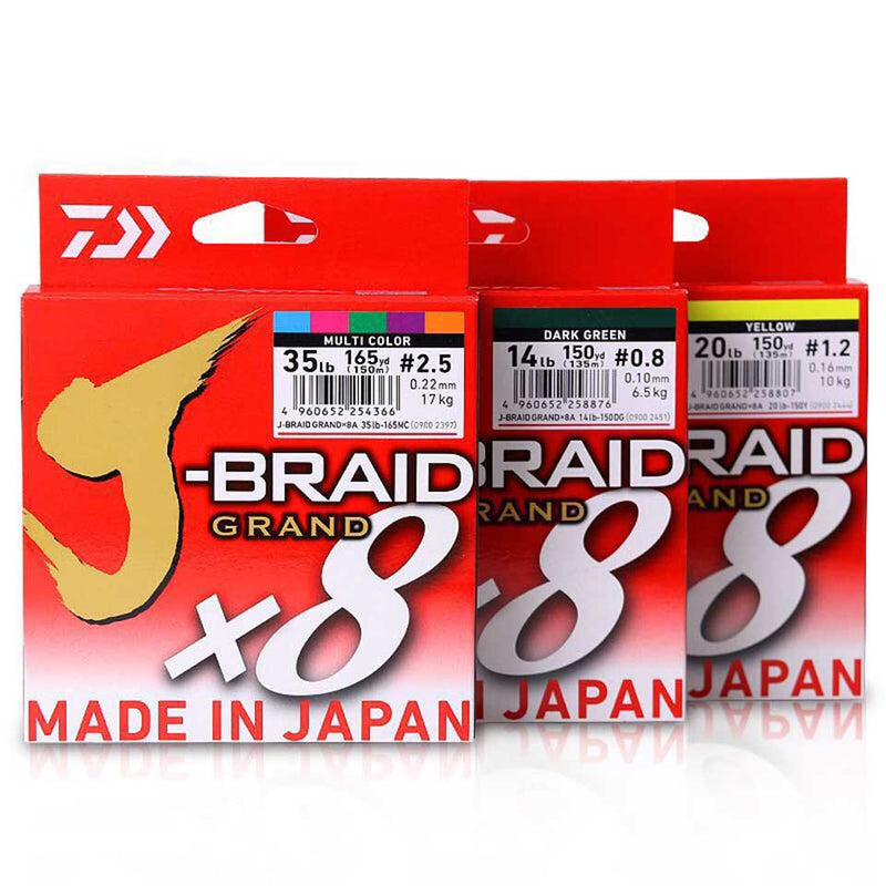 DAIWA J-BRAID Angelschnur 8 Stränge Geflochtene Angelschnüre 150M PE Angelschnur Made in Japan Multifilament Starke Angelschnur