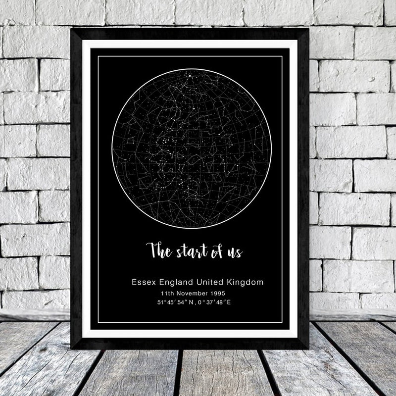 Modern Custom Star Map &amp; Moon Phase Canvas Painting Black and White Poster Print Nursery Wall Art Pictures Bedroom Home Decor