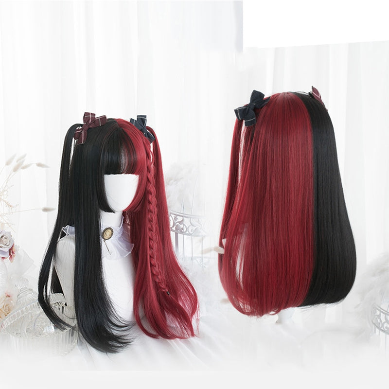 SHANGKE Synthetic Red Black Blonde White Lolita Wigs For Women Long Straight Wig With Bangs Genshin Impact Cosplay Wig