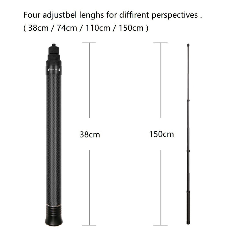 1.5m Ultra-Light Carbon Fiber Invisible Selfie Stick For Insta360 X3 / ONE X2 / ONE RS / R / ONE X 2022 Brand New Accessory