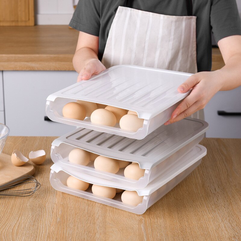 Caja de almacenamiento de huevos de plástico, herramientas de cocina, caja de almacenamiento para refrigerador, pícnic al aire libre, contenedor de alimentos de 18 rejillas, crujiente de huevos multifuncional
