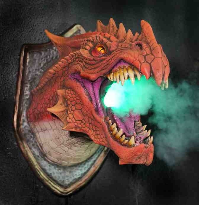 Dragon Legends Prop 3d Wall Mounted Dinosaur Smoke Light Wall Art Sculpture Shape Statue Home Decor Room Halloween Decoration