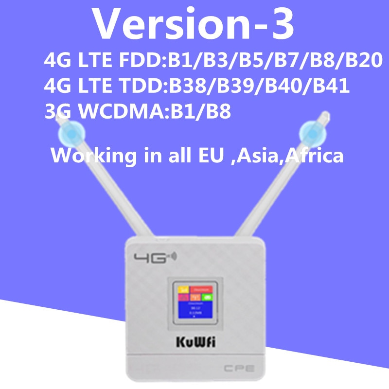 KuWfi 4G LTE CPE WLAN-Router CAT4 150Mbps Wireless Router Unlocked 4G LTE SIM WLAN-Router mit externer Antenne WAN/LAN RJ45