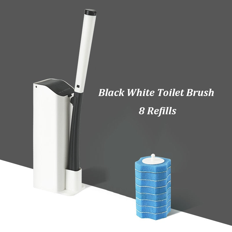 WC-Reinigungsbürsten-Set, austauschbarer Bürstenkopf, Badezimmer-Toilettenschüssel-Reinigungswerkzeug, Tiefenreinigungsstab, langer Griff, weiches Werkzeug