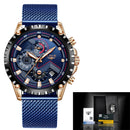 ¡Novedad de 2022! Reloj LIGE azul informal con correa de malla, reloj dorado de cuarzo a la moda para hombre, relojes de marca superior de lujo a prueba de agua, reloj Masculino