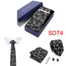 Gift Box 38 styles Tie Set Hanky Cufflinks With Gift Box Jacquard Woven Neckties Set For Men Wedding Party Lots of  accessories