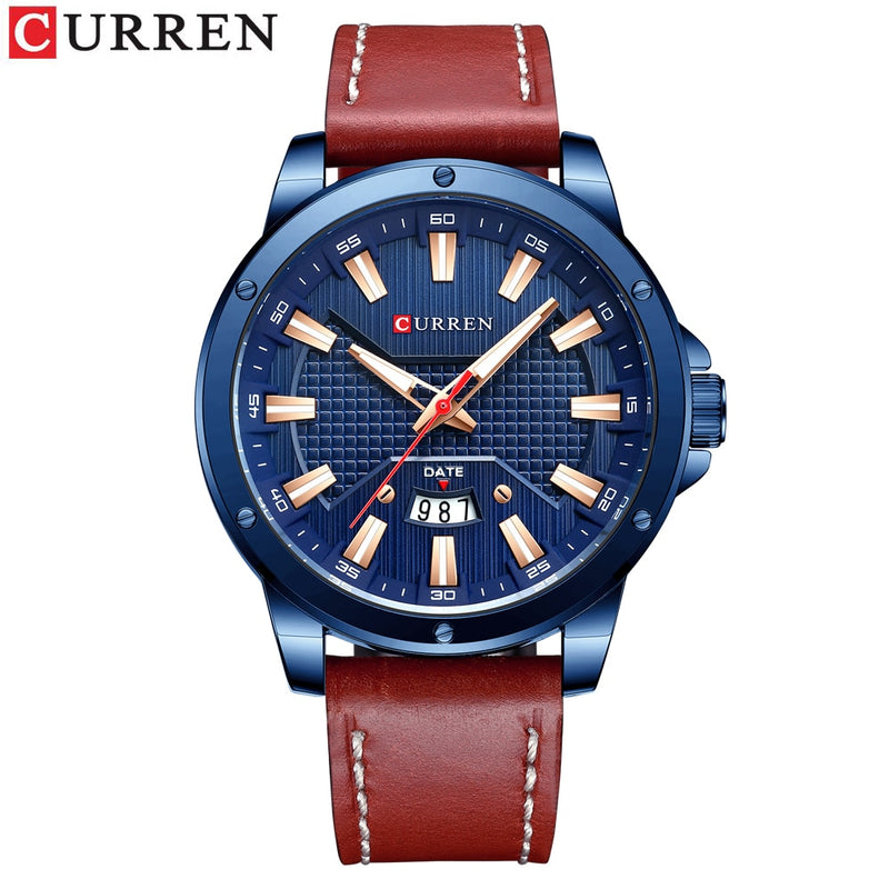 Watches CURREN for Men Luxury Brand Fashion  Quartz Wristwatch with  Leather Strap  Casual Business Clock Male