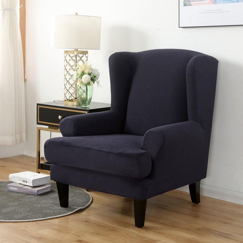 Funda para silla con respaldo de ala Jacquard Spandex Fundas elásticas para sillas de oficina Conjunto elegante de 2 piezas con banda elástica