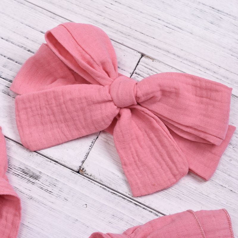 Baywell Cotton Baby Girl Clothes Summer New Double Gauze Kids Ruffle Romper Jumpsuit Headband Pink Playsuit For Newborn 3M