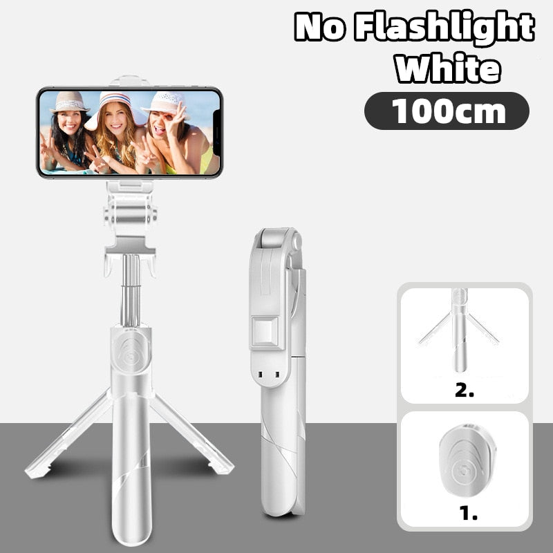 Wireless Selfie Stick Bluetooth Compatible Foldable Mini Tripod For Phone With Fill Light Shutter Remote Control For IOS Android