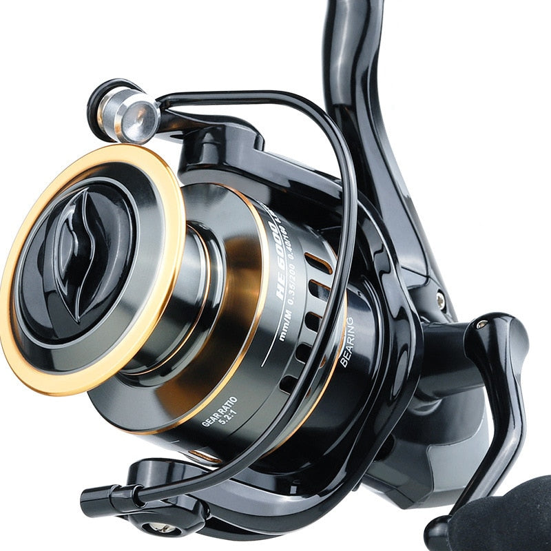 Fishing Reel HE 1000-7000 Series Max Drag 10kg Metal Line Cup Freshwater Long Throw Spinning Wheel