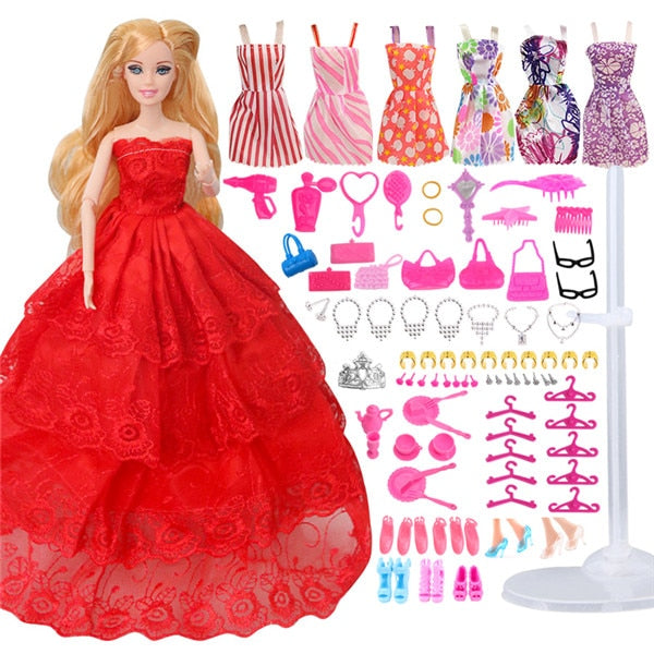 Puppe mit 83 Zubehör DIY Dressup Spielzeug für Mädchen Fashionista Ultimate Fashion Princess Dolls Set