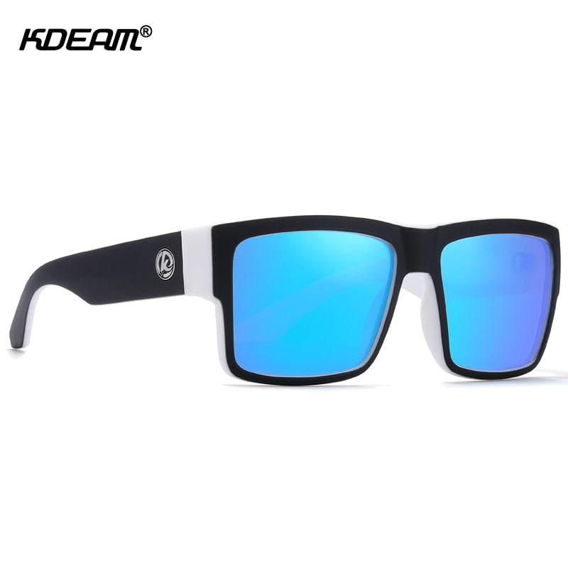 KDEAM Square Polarized Sunglasses Men Soft Matte Frame Tank Hinge Sun Glasses Driving Exclusive Design oculos de sol