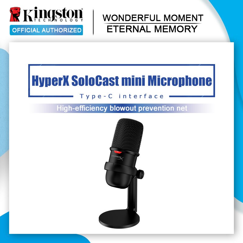 Kingston HyperX SoloCast Mini-Mikrofon Professionelles elektronisches Sportcomputer-Live-Mikrofongerät Sprachspiel