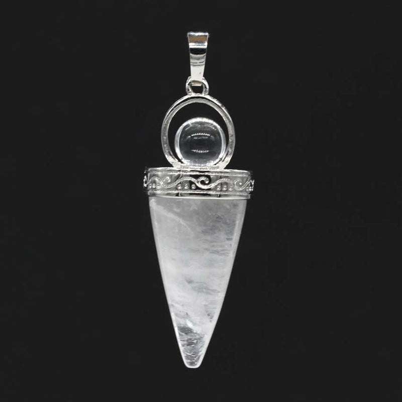 KFT Naturheilkristall Quarz Kegelform Amethysten Stein mit runden Perlen Pendel Stein Anhänger Amulett Schmuck