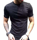 Hot drill t-shirt   European style spring and summer   men&